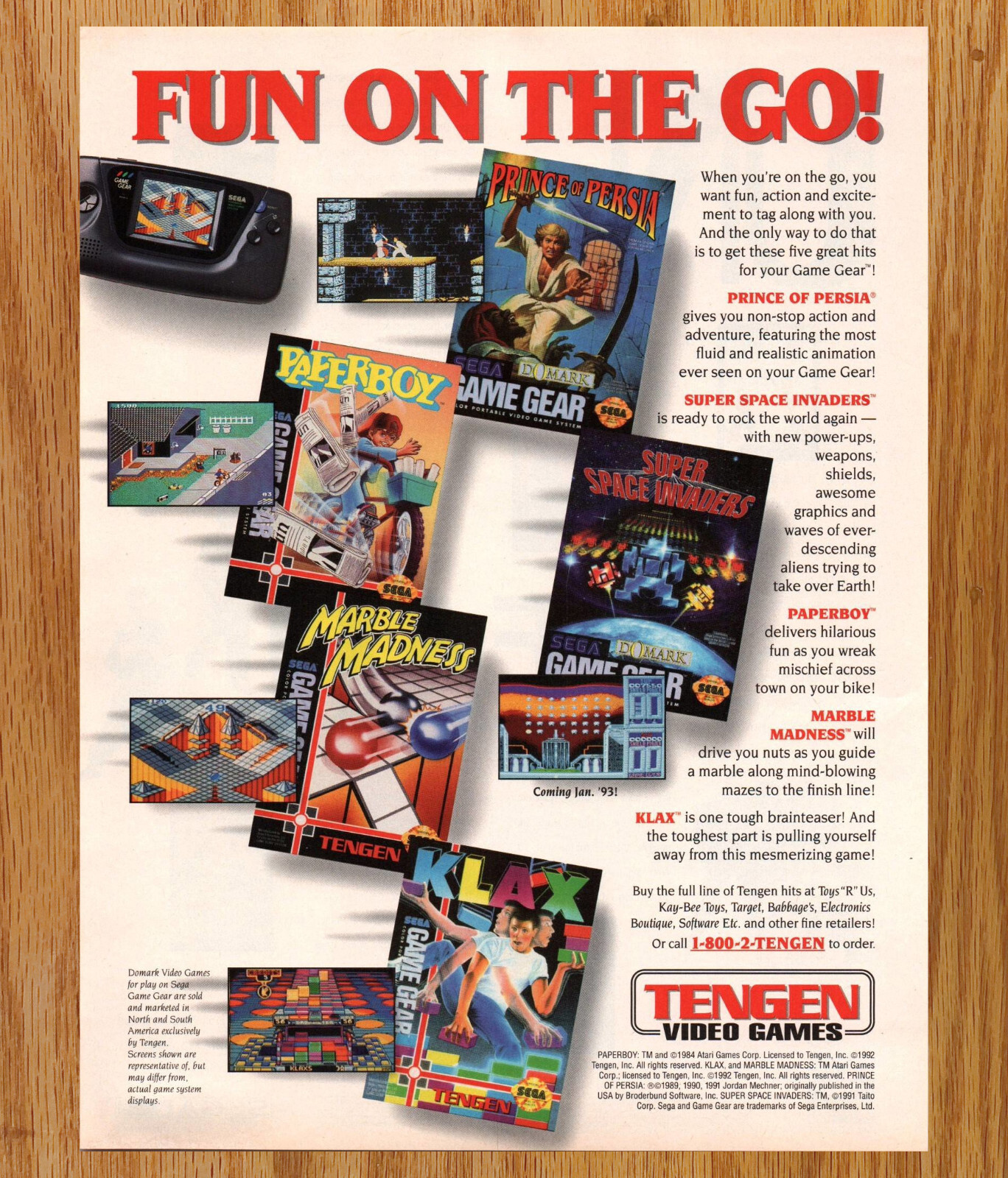 Tengen Game Gear Space Invader Klax - Video Game Print Ads Poster Promo Art 1993
