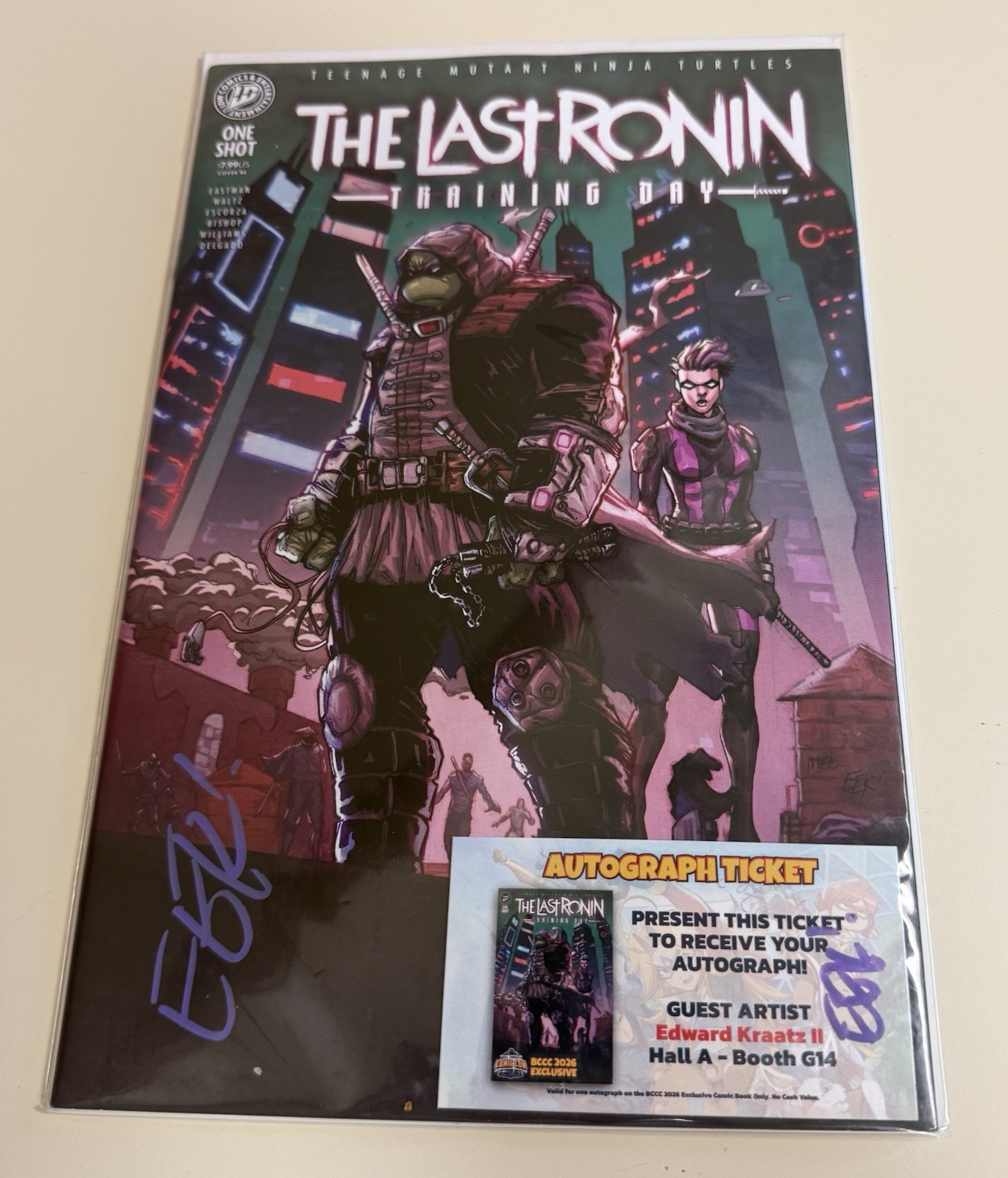 TMNT - THE LAST RONIN TRAINING DAY Cover RE Signed By Edward Kraatz II
