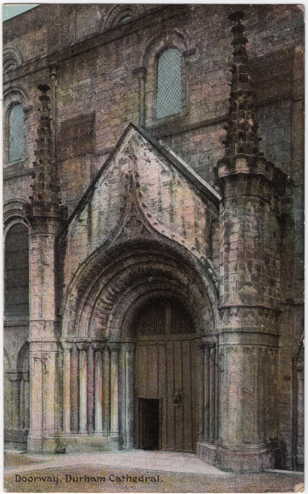 Antique 1908 Durham Cathedral Doorway Durham England Color Lithograph Postcard