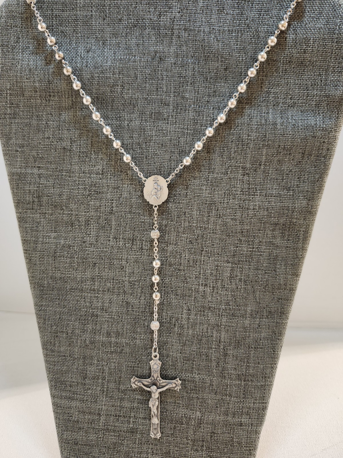 Vintage Catholic Rosary Sterling Silver / 17