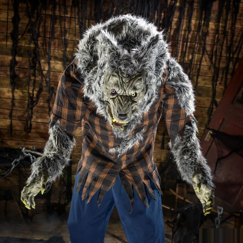 Animated Hulking Werewolf Halloween Animatronic Prop LCD Eyes - Seasonal Visions