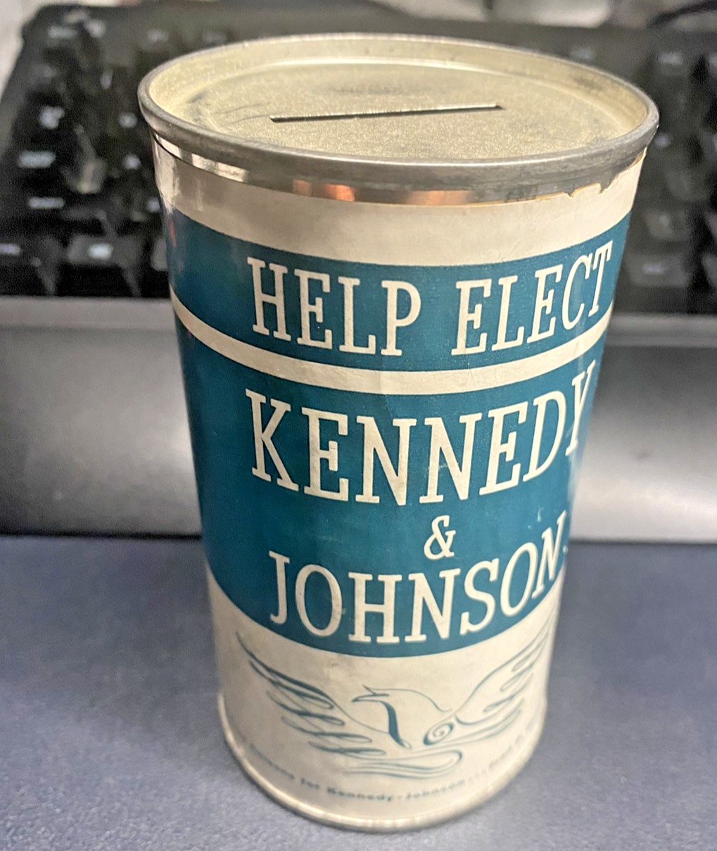 Vintage 1960 John F Kennedy LB Johnson Campaign Fundraising Coinbank Maryland
