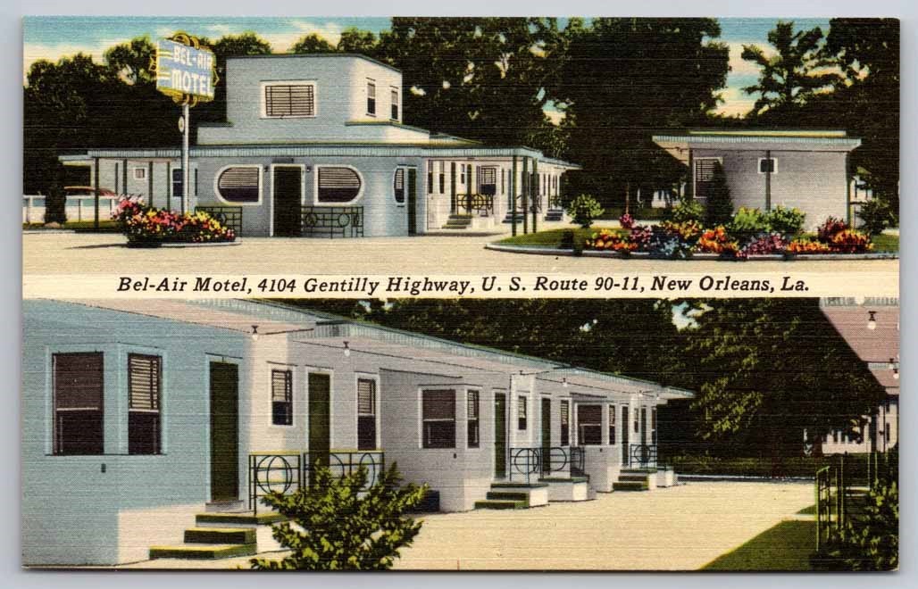 Bel-Air Motel New Orleans LA Linen Postcard