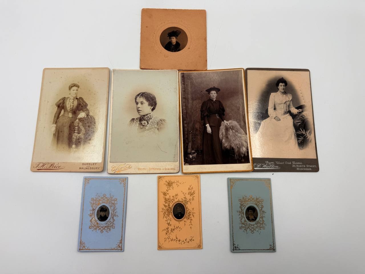 Victorian Edwardian Ladies Portrait Photographs Lot Eight British Cabinet Cards
