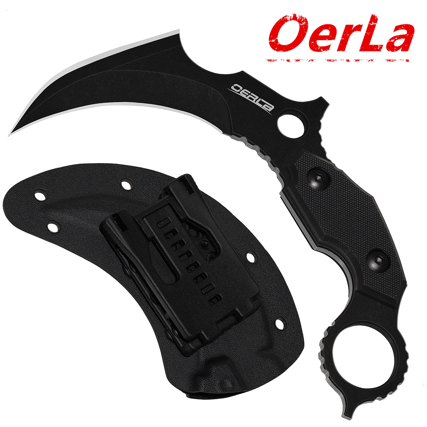 Oerla Double Edged Claw Field Knife Full Tang 420HC Stonewashed G10 Handle