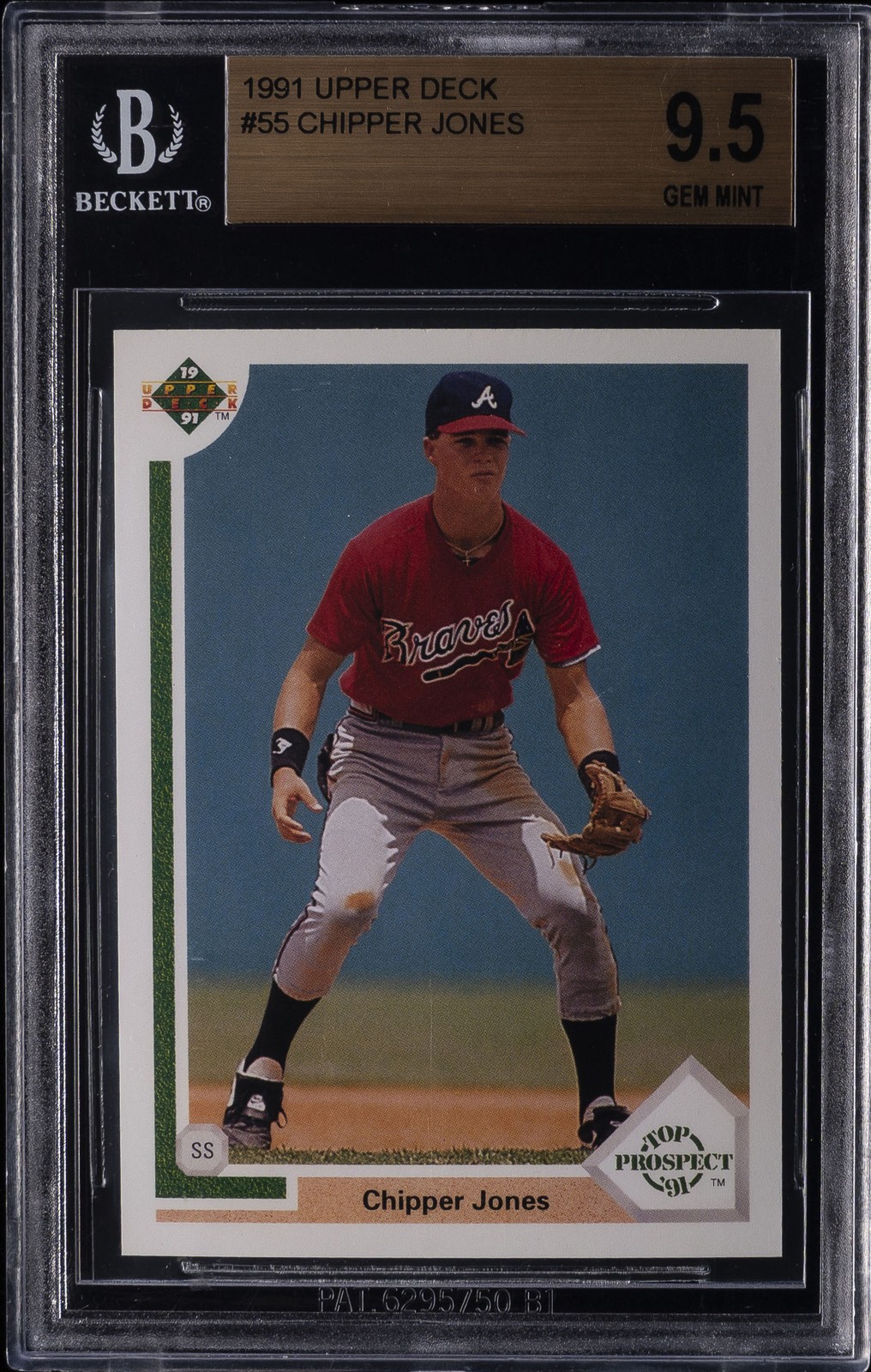 1991 UD TOP PROSPECT \'91 #55 CHIPPER JONES ROOKIE RC BGS 9.5