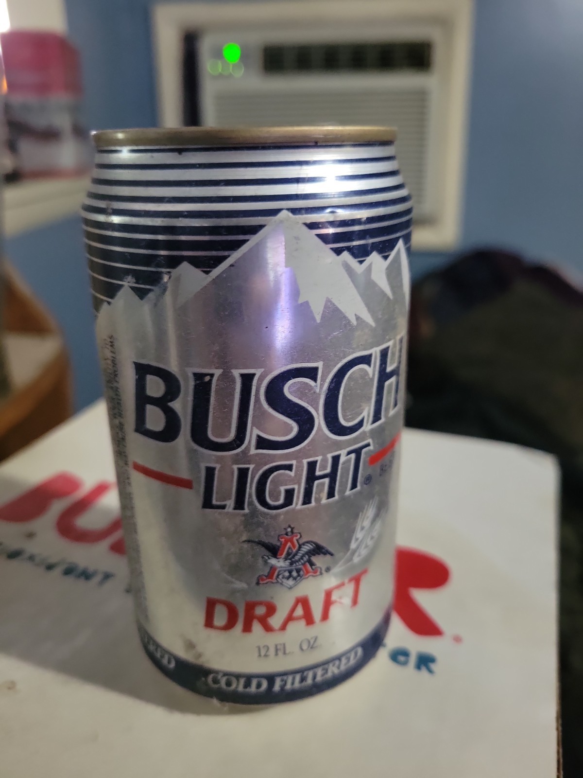 Busch Light Draft Beer Can. 1990 ‘s. Lined Sky Version. Top Open. Combined Ship.
