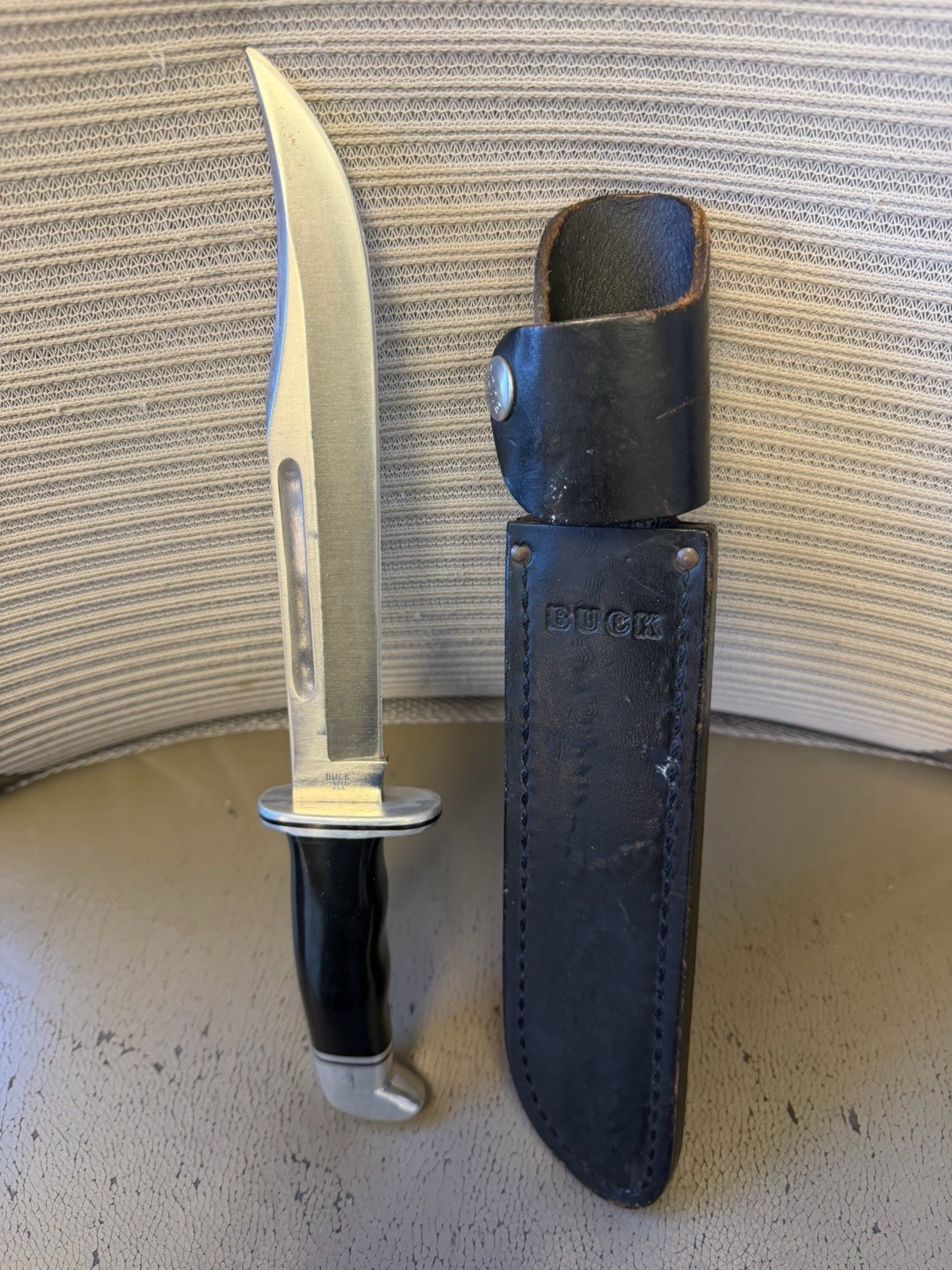 Vtg 1987 Buck 120  General Fixed Blade Knife W/Original Leather Sheath Wow Rare