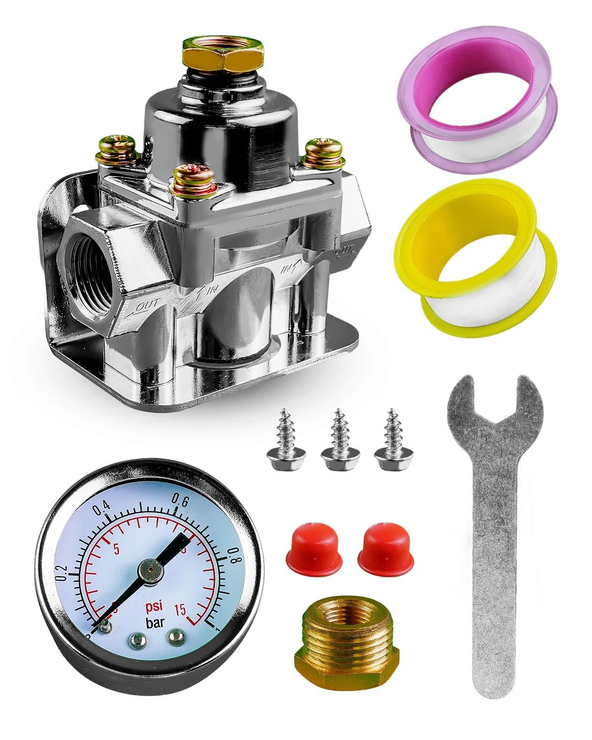 Adjustable Fuel Pressure Regulator with Gauge Fit for Holley Edelbrock