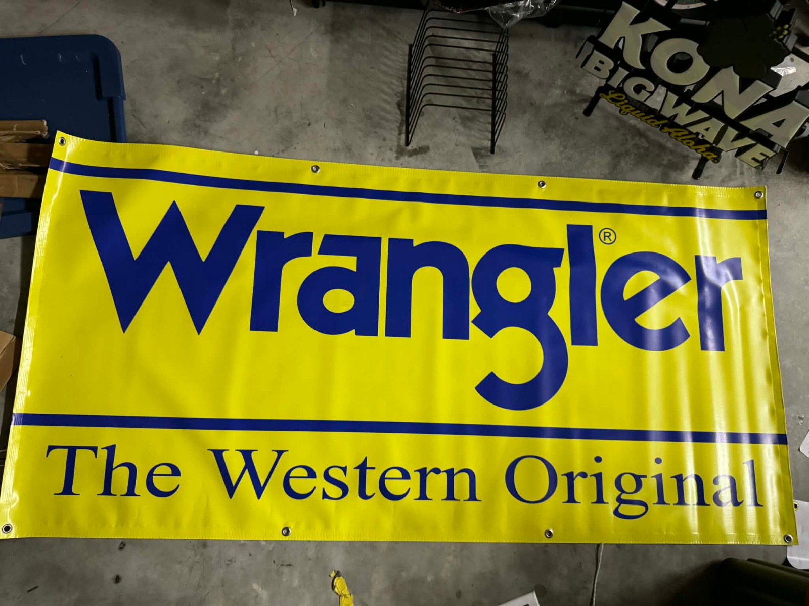 Wrangler “The Western Original” Banner – 3x6 ft Heavy Vinyl Sign with Grommets
