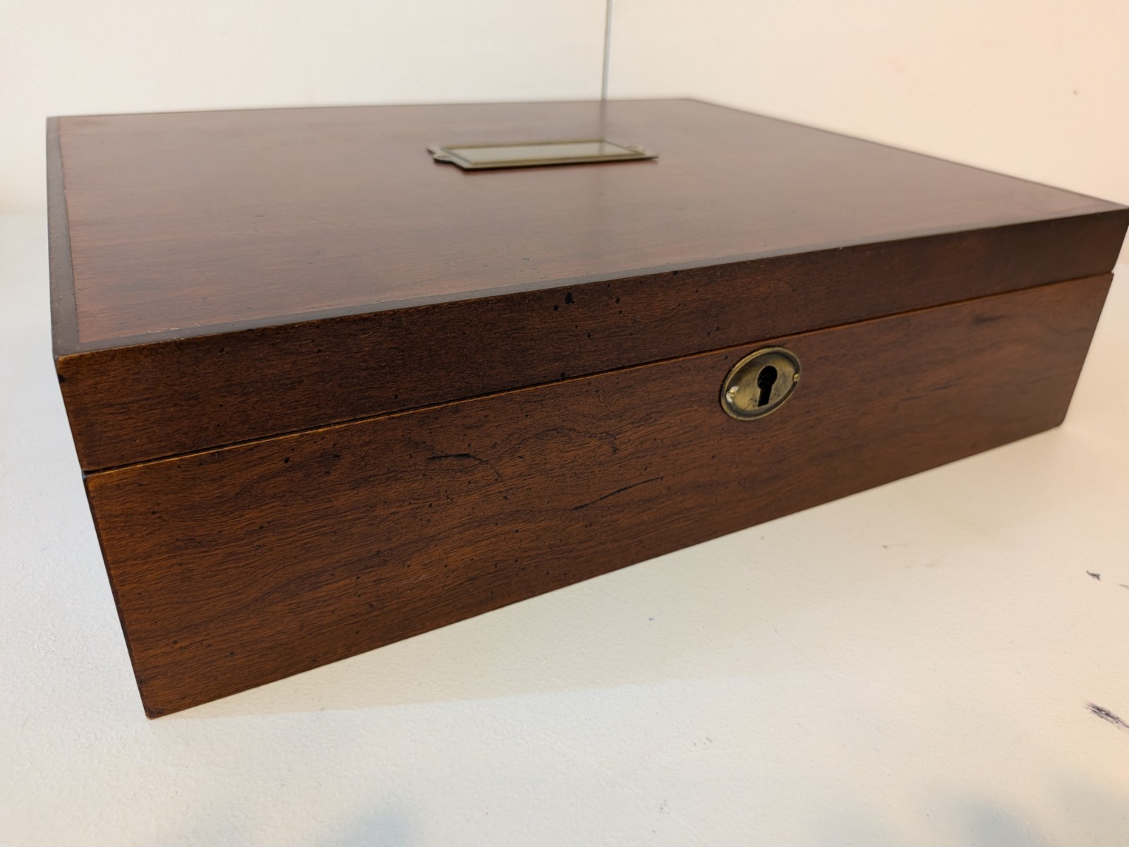 Vintage The Bombay Company Mahogany Wood Letter Velvet Liner Box Desk Organizer
