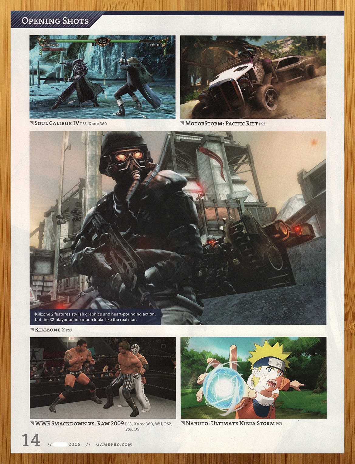 2008 Killzone 2/Soul Calibur IV 4/Naruto PS3 Xbox 360 Print Ad/Poster Game Art