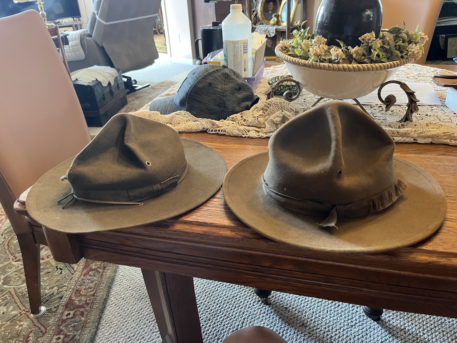 2 Vintage Boy Scouts of America BSA Campaign Hat Brown Felt Wool