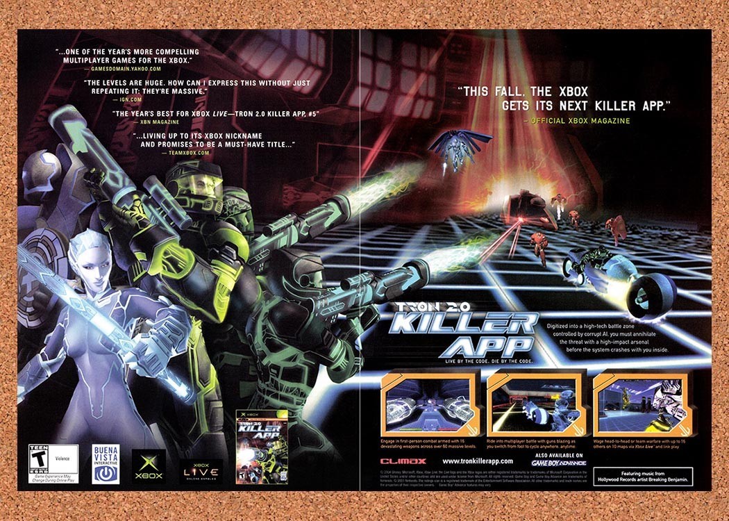 2004 Tron 2.0 Killer App PC Original Advertisement / Retro Promo v1