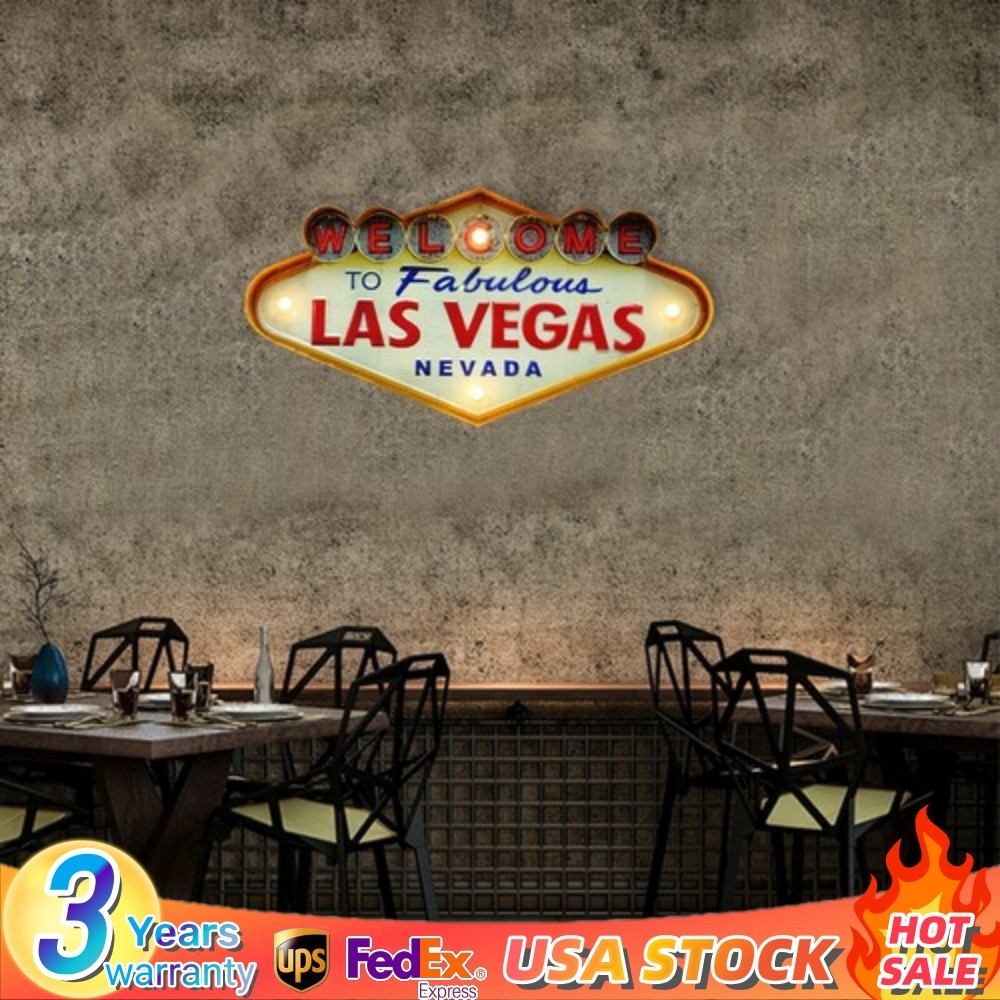 Retro Las Vegas Logo Neon Light Sign Wall Hanging Lamp Whiskey Bar Neon Light