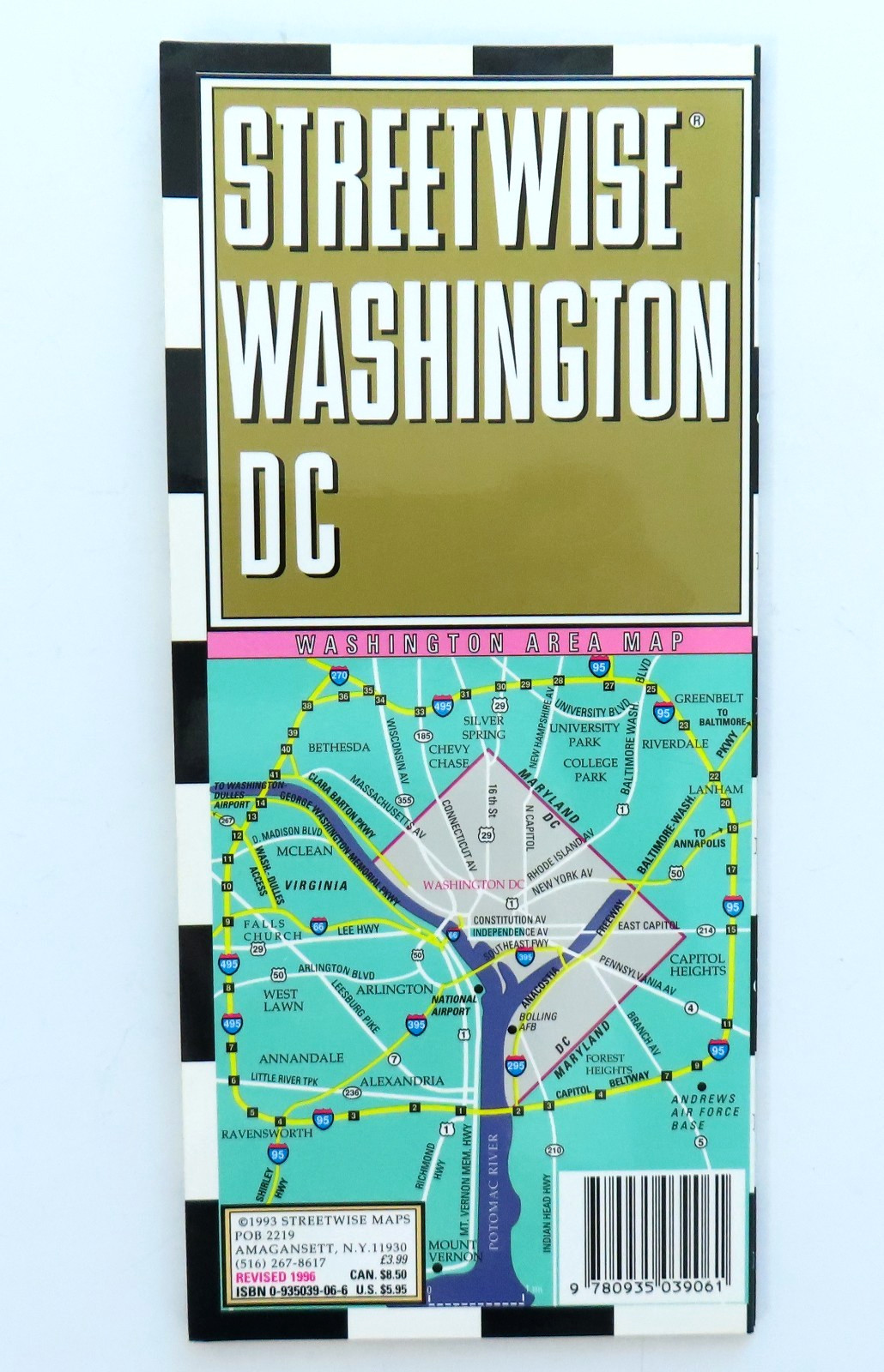 Streetwise Washington DC Map Vintage 1996 90s Laminated Travel Mall Metro Street