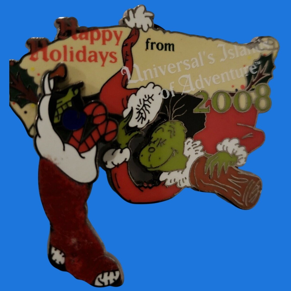 Universal Islands of Adventure 2008 Happy Holidays Grinch Slider Pin LE 300