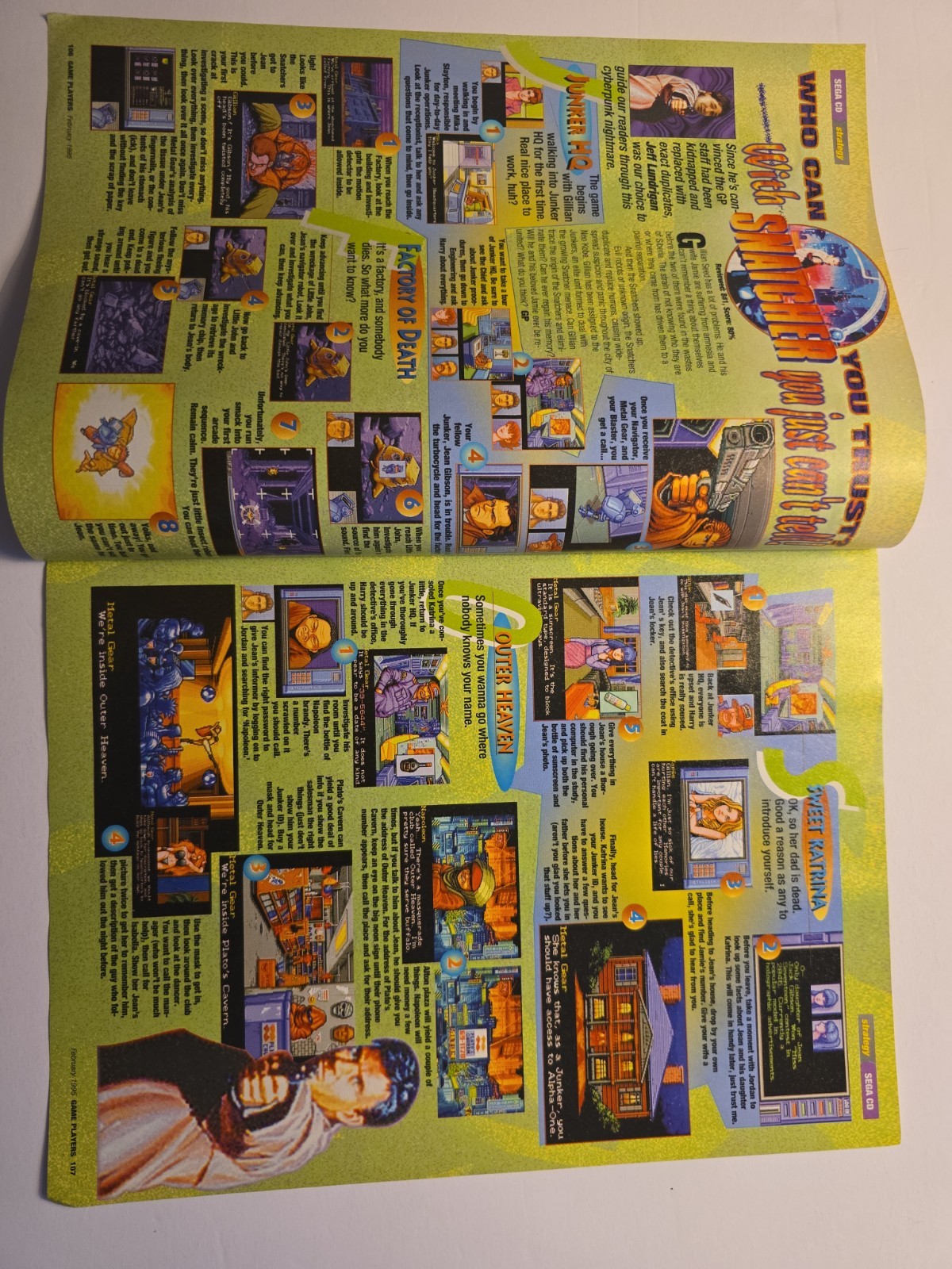 ​ULTRA RARE GRAIL 1995 Snatcher Sega CD 6-Page Strategy Guide Intact Glue