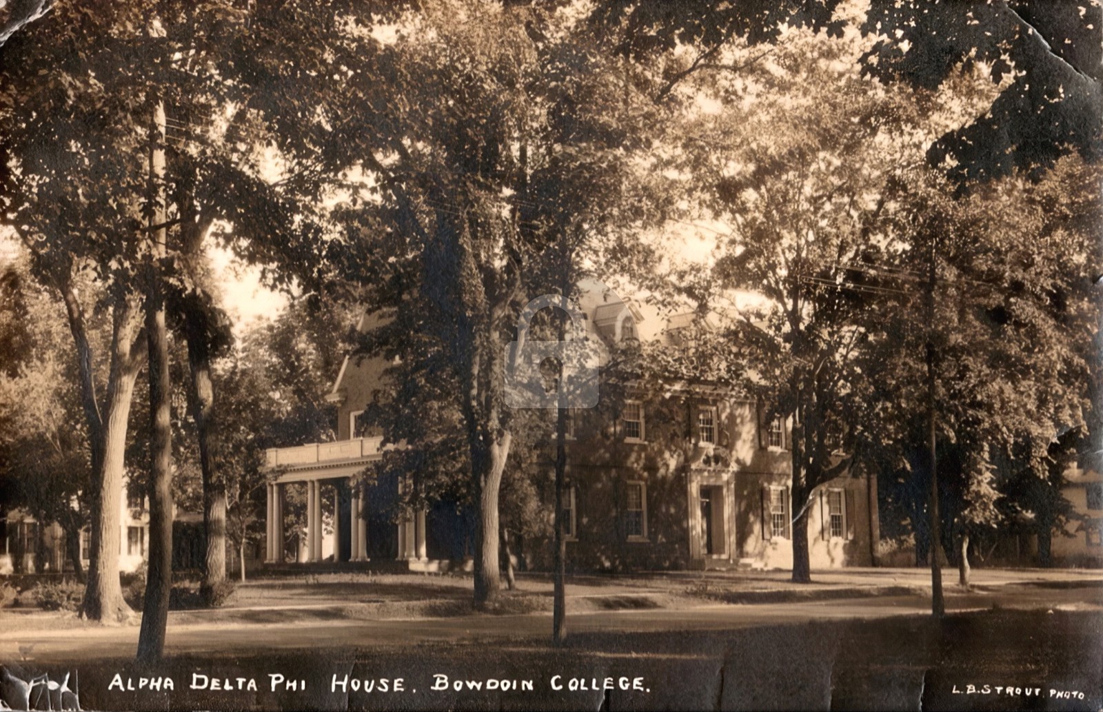 Brunswick ME Bowdoin College Alpha Delta Phi Frat. 1930s RPPC Postcard COPY