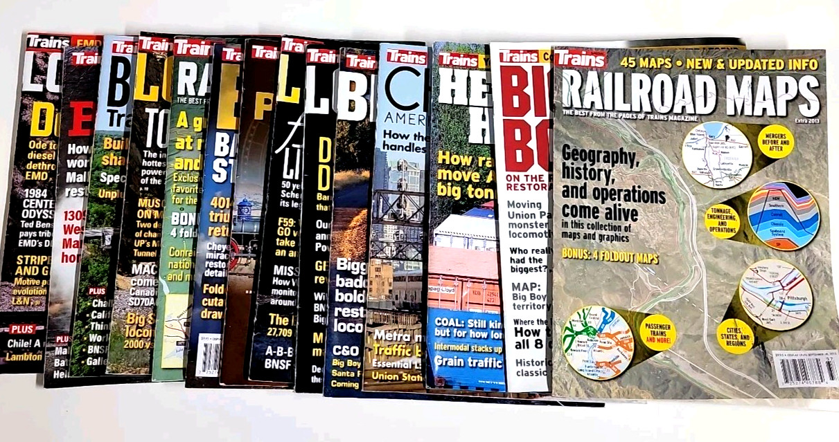 TRAINS - The Magazine of Railroading 2013-2022 Lot Of 14 Issues, very good