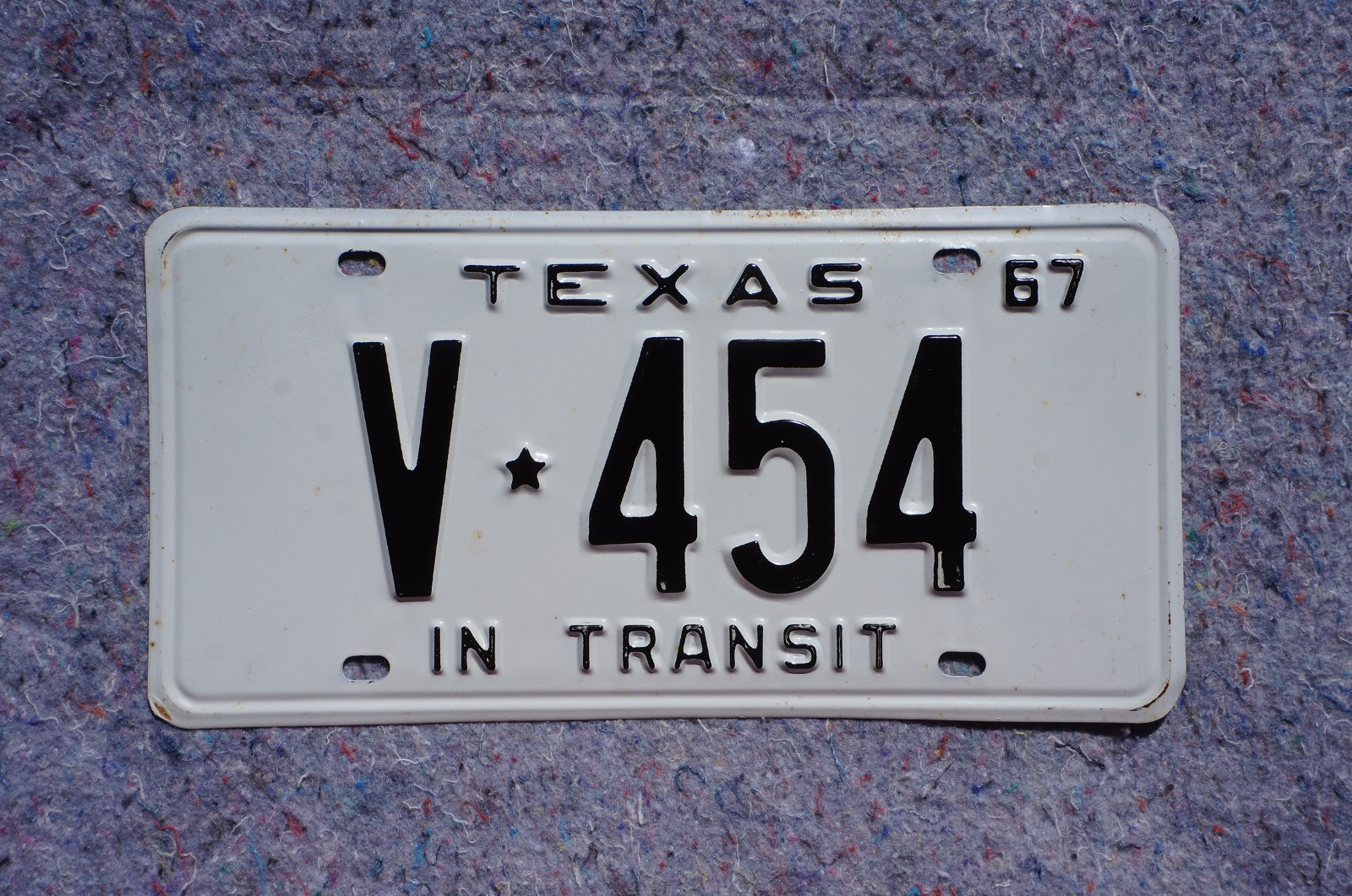 1967 Texas IN TRANSIT License Plate