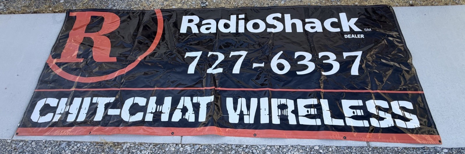 RADIO SHACK Huge Advertising banner 10' x 4' unused Wireless store promo