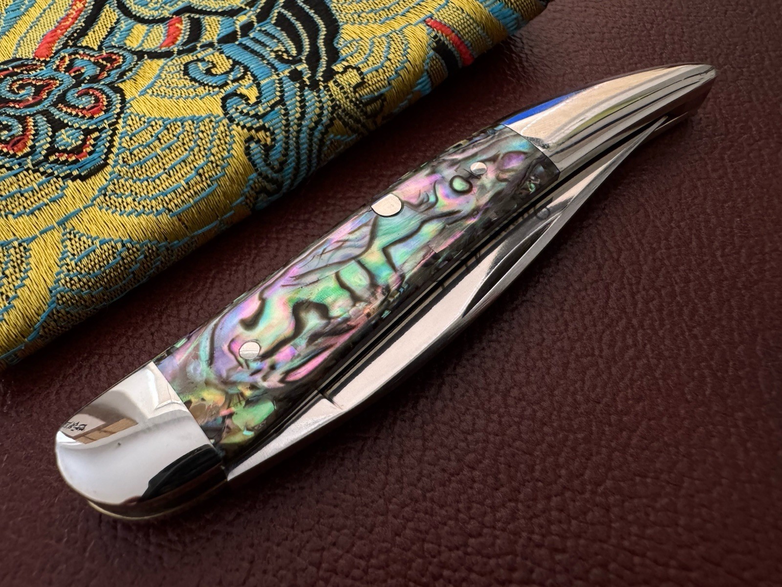 Vtg Queen Abalone #16 Mini Toothpick folding pocket knife Nice Handle Made In US