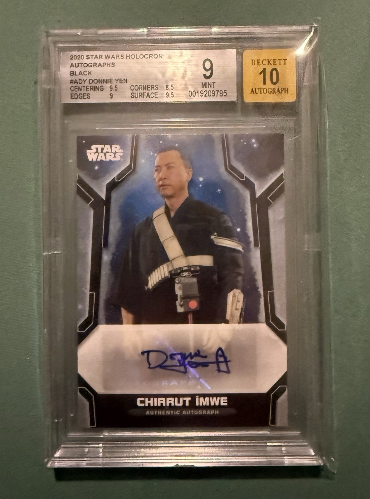 2020 Topps Star Wars Holocene Auto Black #ADY Donnie Yen BGS /5 9 Auto 10