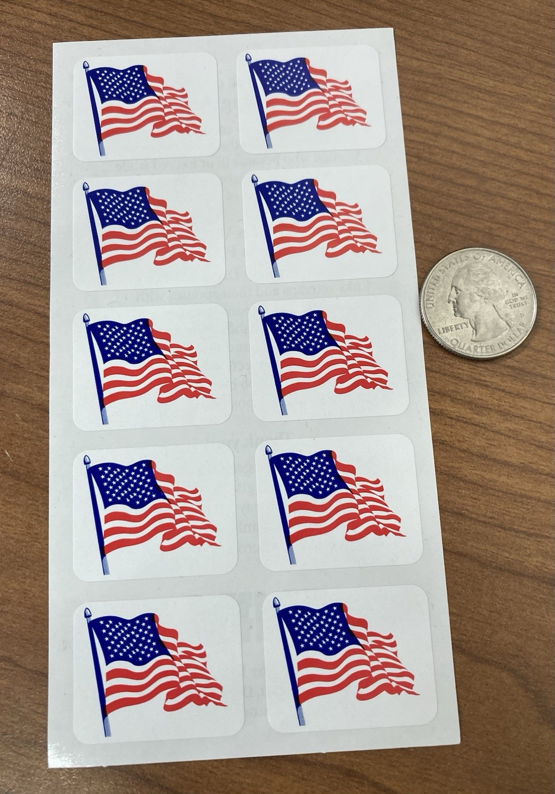 Sheet of 10 ea. American Flag Stickers - Patriotic USA Old Glory American Pride