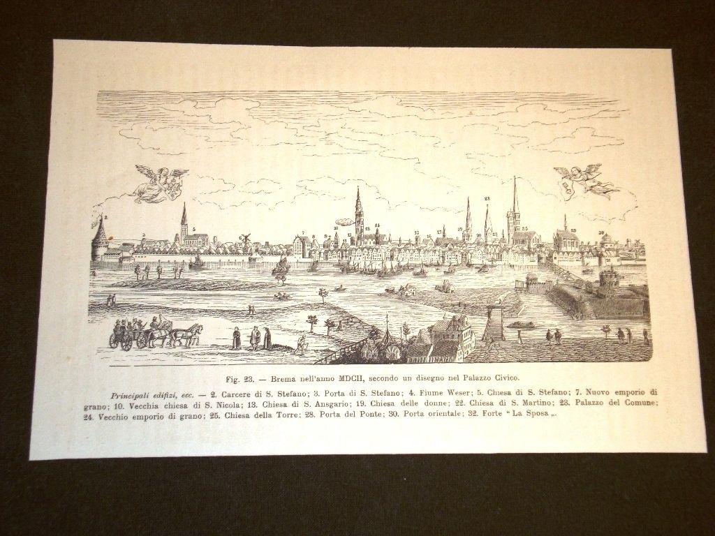 Very rare view of Bremen or Bremen in the year MDCII or 1602 Germany