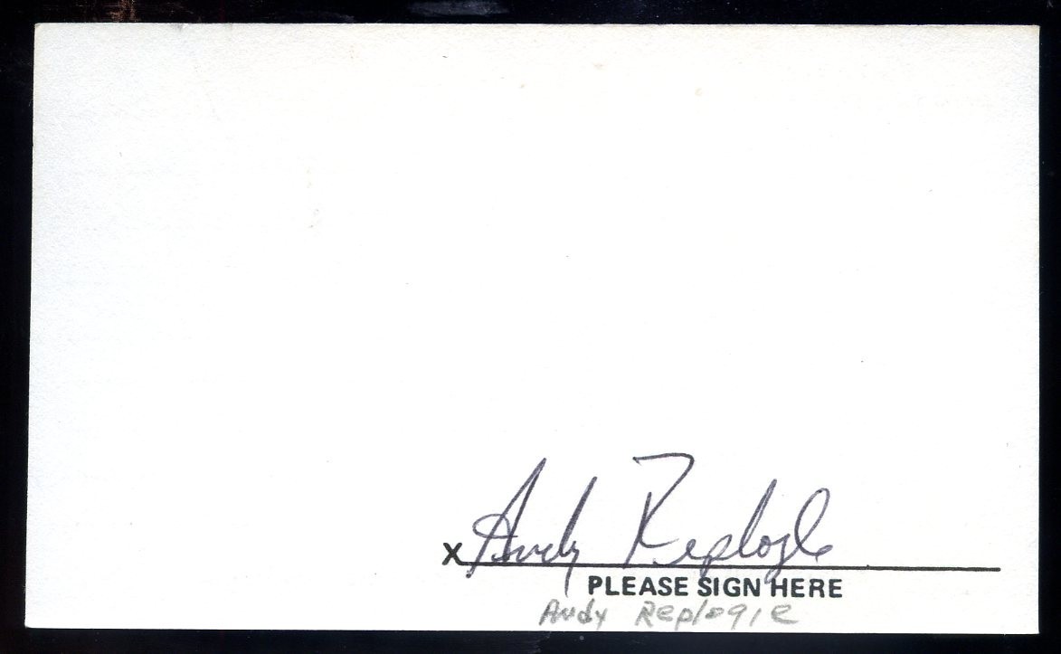 Andy Replogle (d.) Milwaukee Brewers pitcher 1978-1979 -signed 3x5 card- w/COA