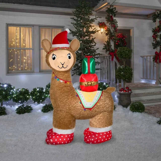 Gemmy 7 FT Light Up Pre-Lit LED Airblown Luxe Alpaca Christmas Inflatable FS NEW