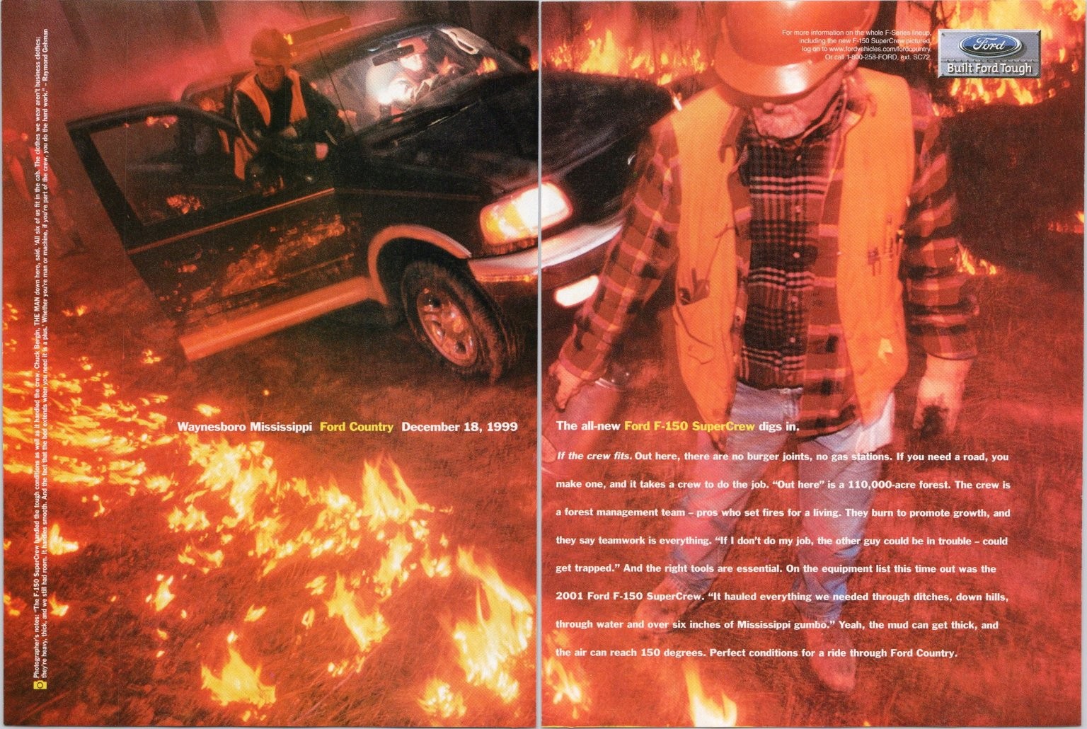 Ford 2000 2pg Print Ad F-150 SuperCrew Truck Firefighter Mississippi
