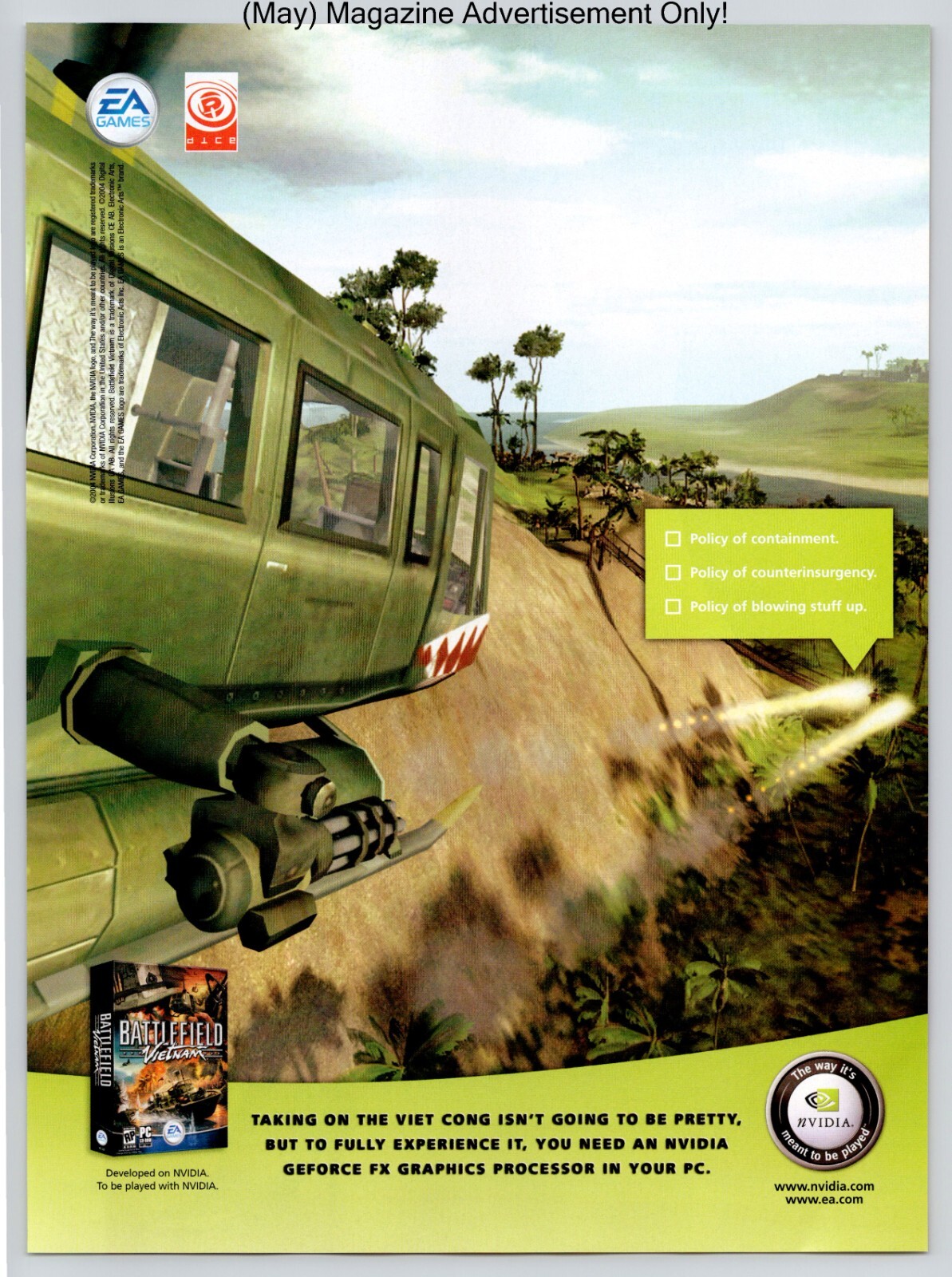 Battlefield Vietnam NVidia EA Games PC Promo 2004 Full Page Print Advertisement