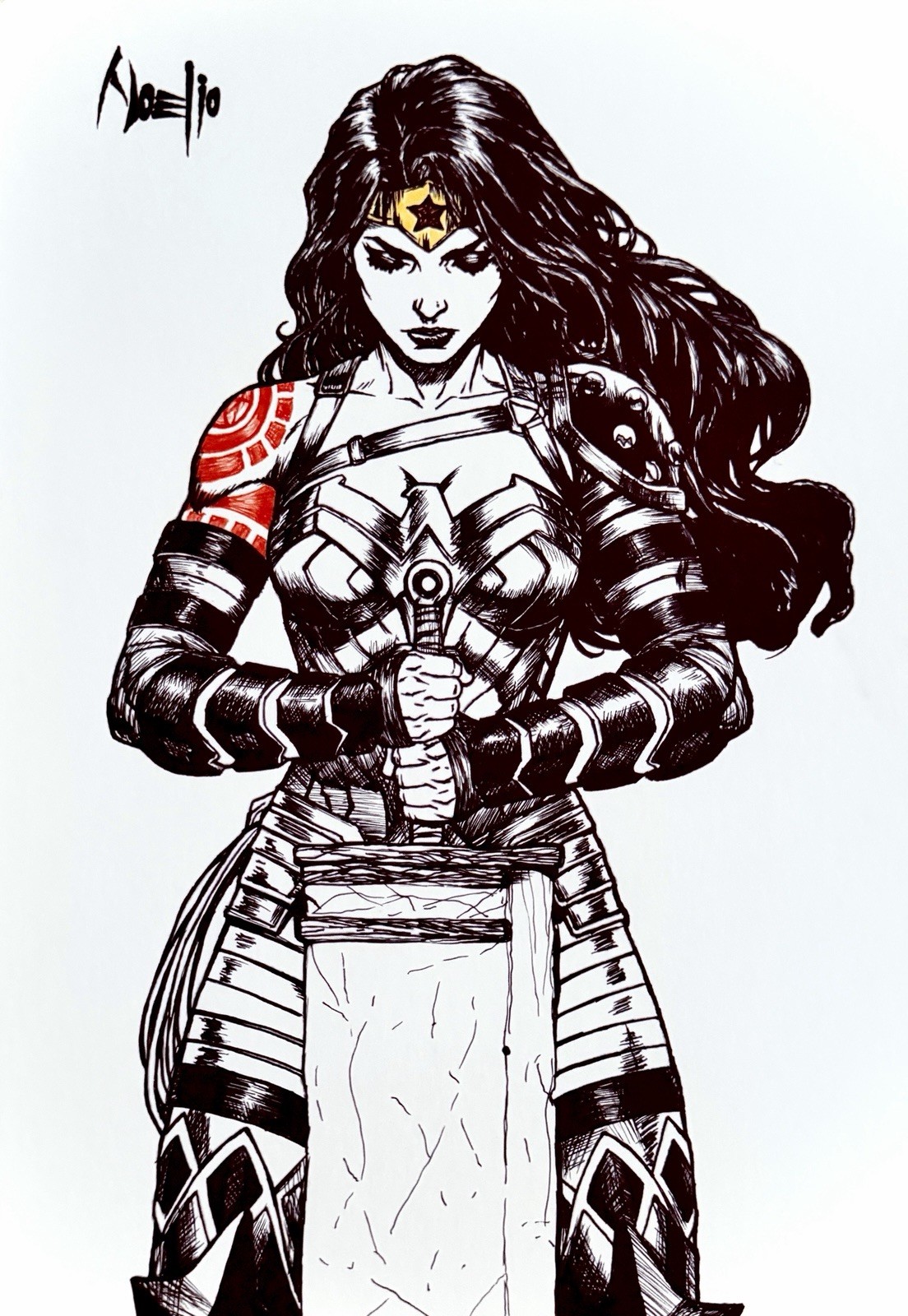 Absolute Wonder Woman - 9x12 Original Art by Noelio w/COA - NOT a Print