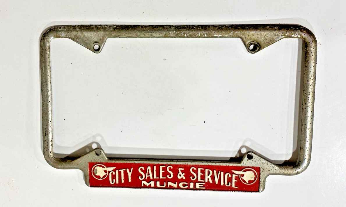 Rare Vintage 1950s Pontiac Dealer Dealership License Plate Frame Muncie Indiana