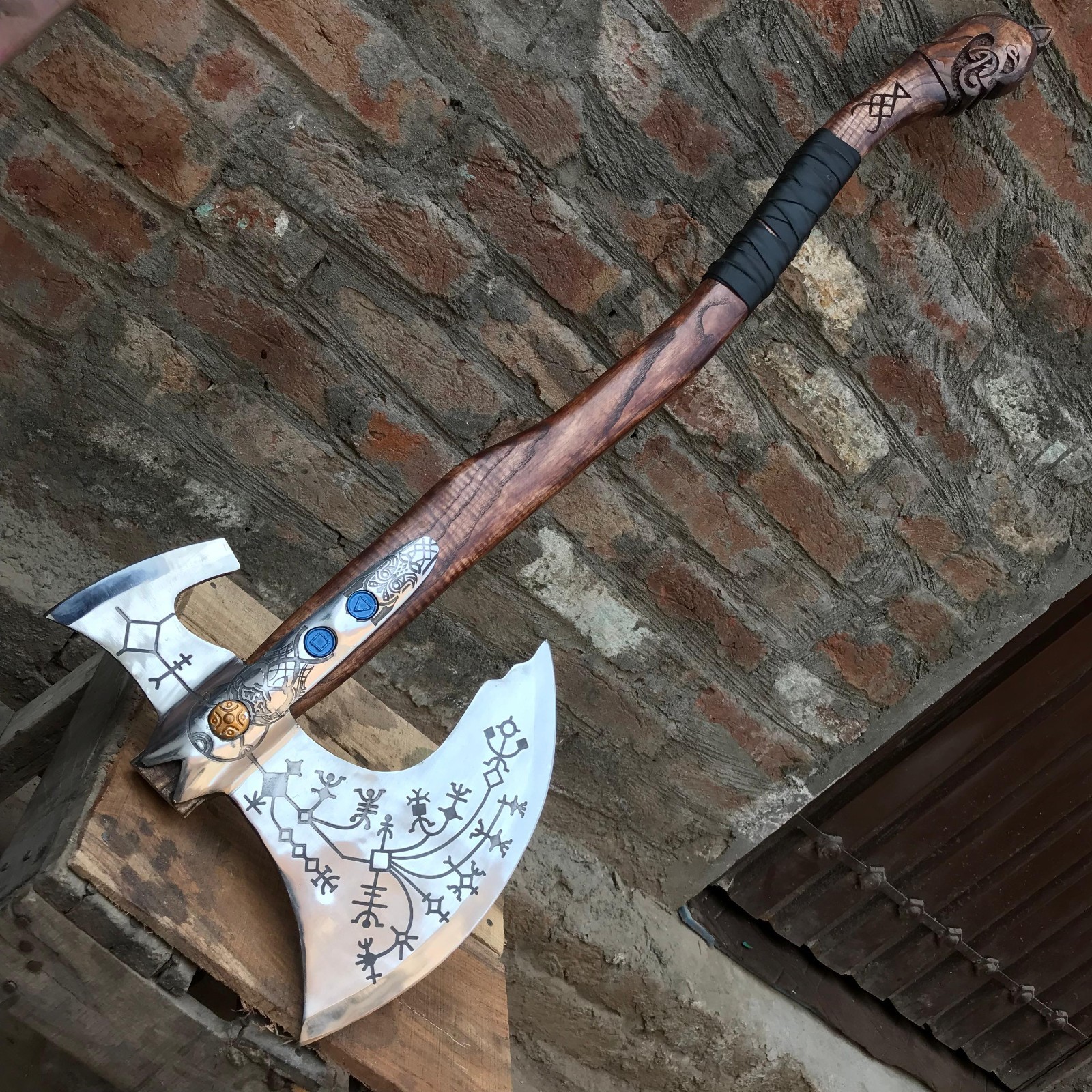 Custom Hand Forged God Of War Kratos Axe With Sheath
