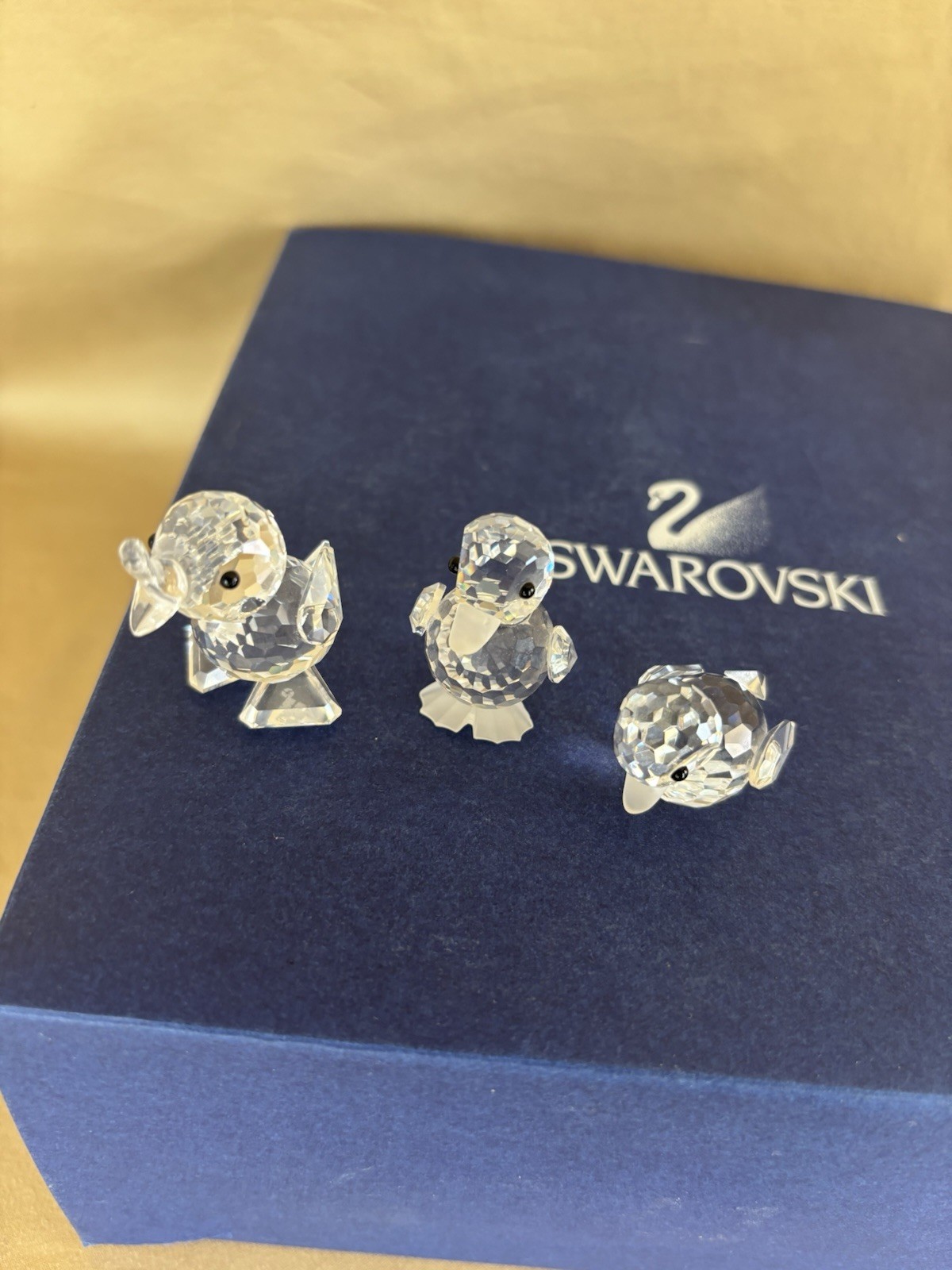 A Nice Group of Three Swarovski Crystal Duck Figures