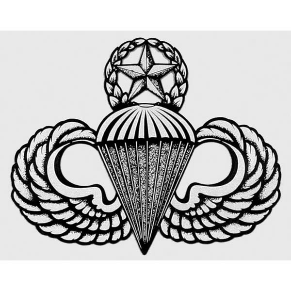 US ARMY AIRBORNE MASTER PARACHUTE WINGS/JUMP MASTER STICKER