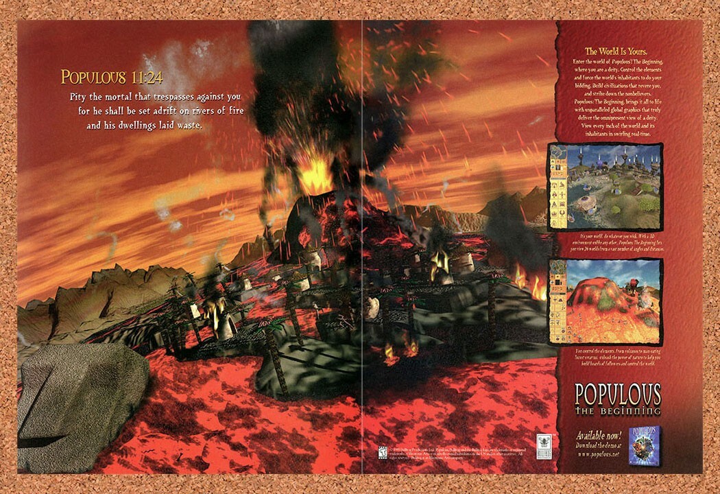 1999 Populous The Beginning PC Original Advertisement / Retro Promo v1