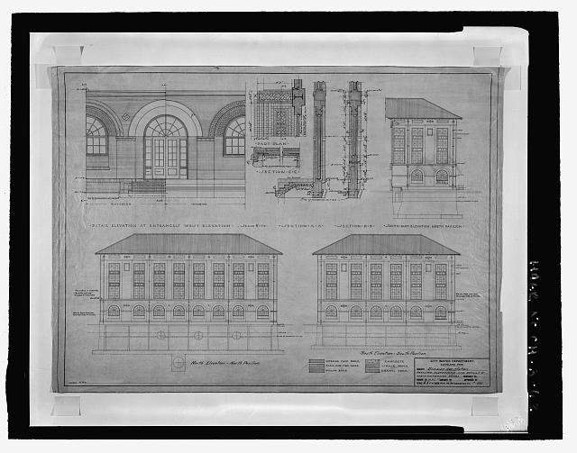 Architectural Blueprint Elevation Drawing 1900s Arched Windows Building Plan