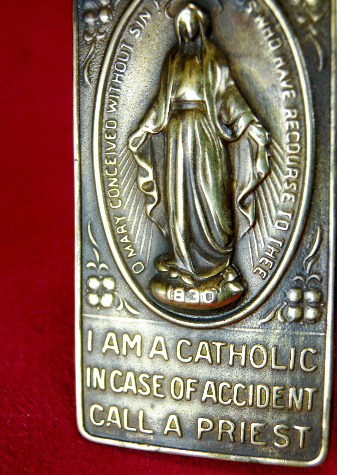 CHAPLAIN'S VINTAGE WWII DOG TAG CHAIN TRENCH ART SHELL CATHOLIC MIRACULOUS MEDAL