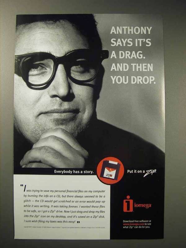 2001 Iomega Zip Disk Ad - It\'s a Drag. Then You Drop