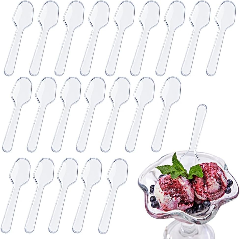 1000 PCS Clear Spoons, Mini Plastic Sampling Spoons for Dessert Yogurt Party