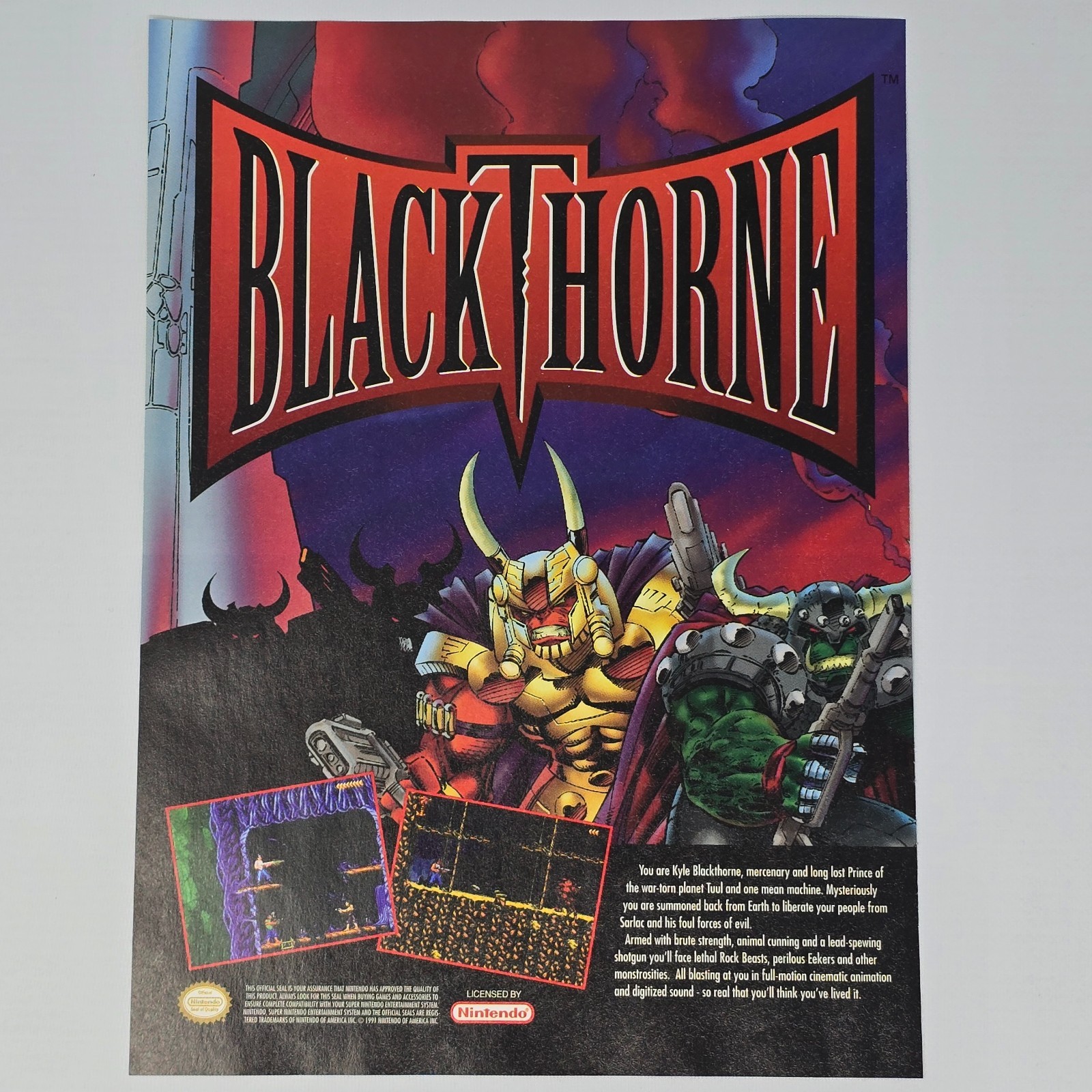 Black Thorne Super Nintendo SNES Game Boy Advance Mercenary Print Ad/Poster