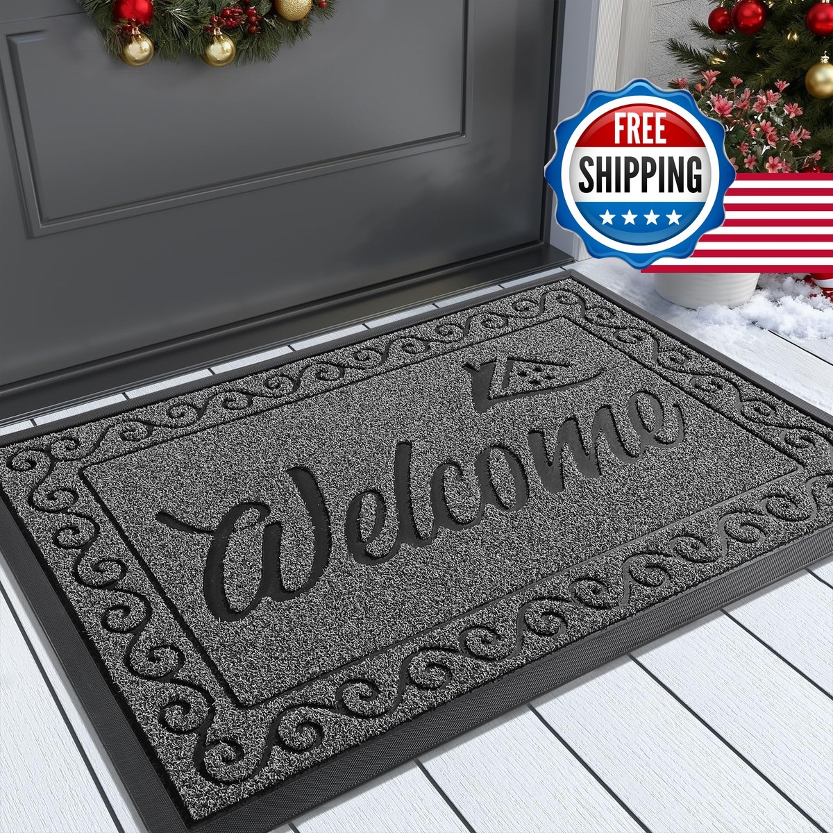 Yimobra Welcome Mat, Heavy Duty Sturdy Door Mats Home Entrance Outdoor Indoor