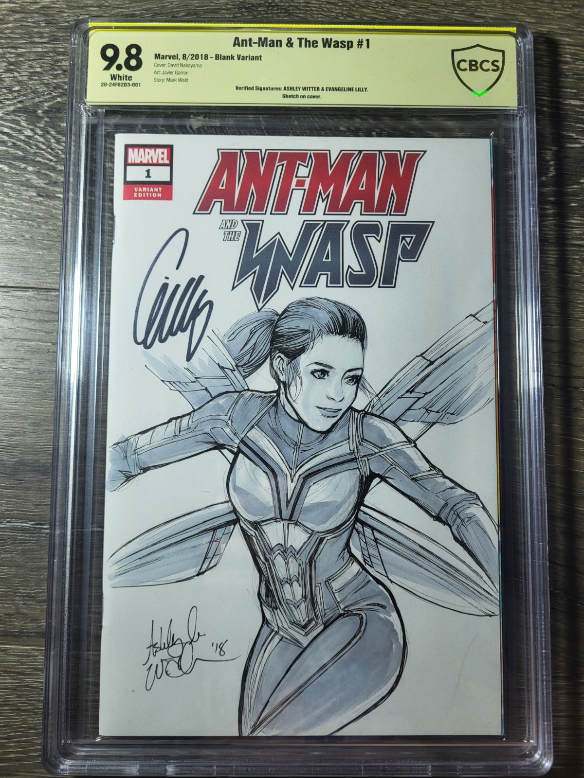 AntMan & The Wasp 1 Signed Evangeline Lilly CBCS 9.8 Signed/Sketch Ashley Witter