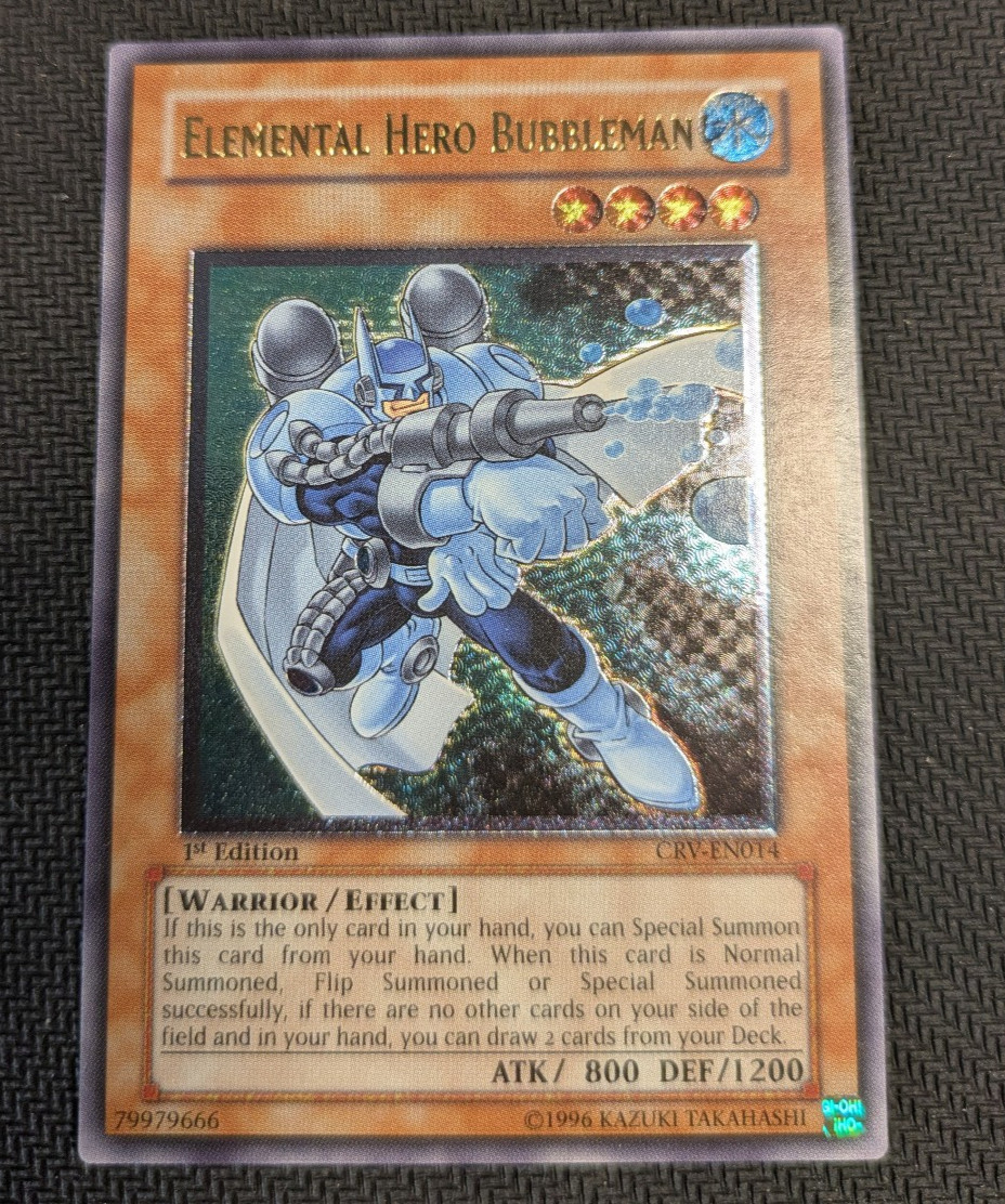Yugioh Elemental Hero Bubbleman CRV-EN014 1st Edition Ultimate Rare EURO VLP