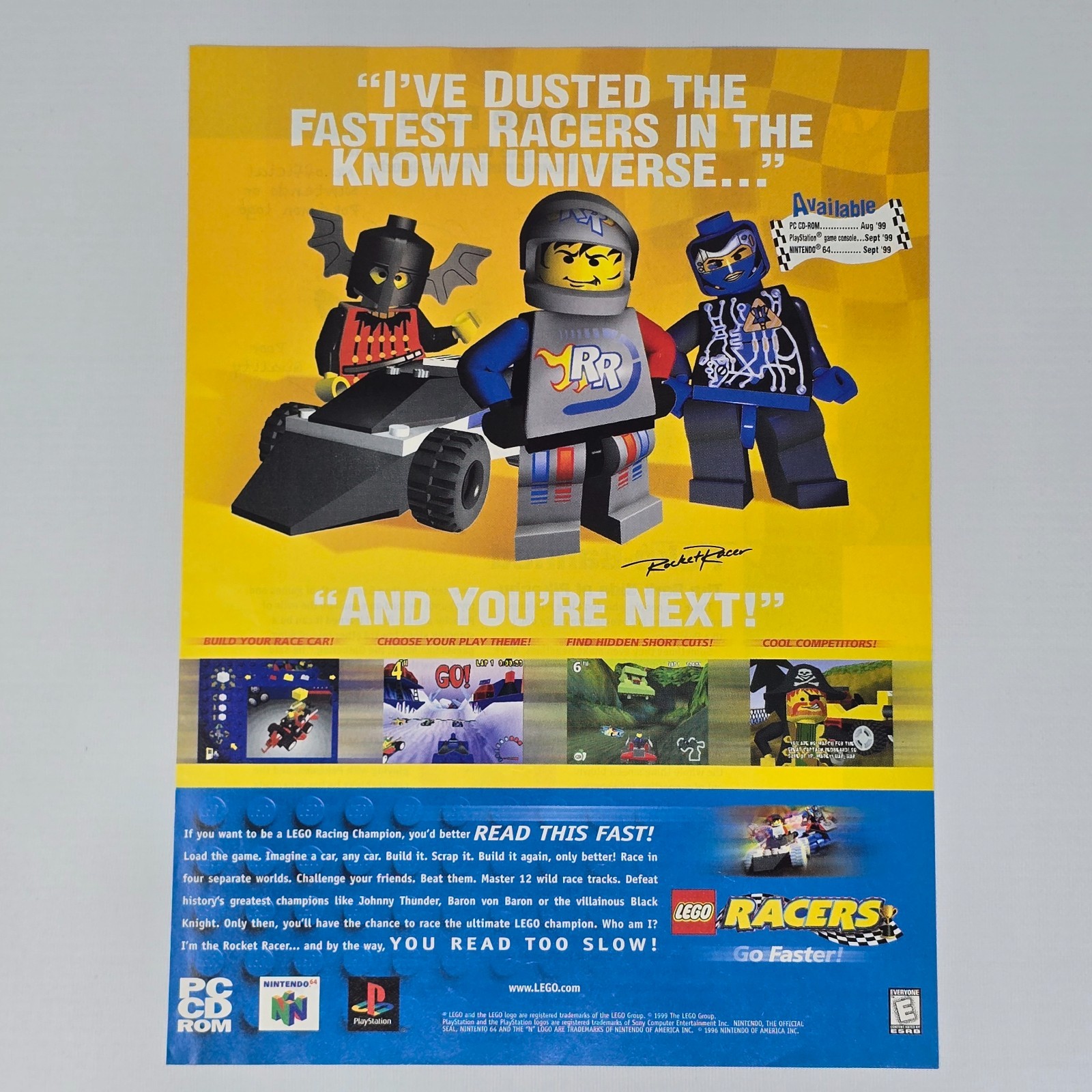 Lego Racers PlayStation PS1 Nintendo 64 N64 PC Authentic Magazine Ad
