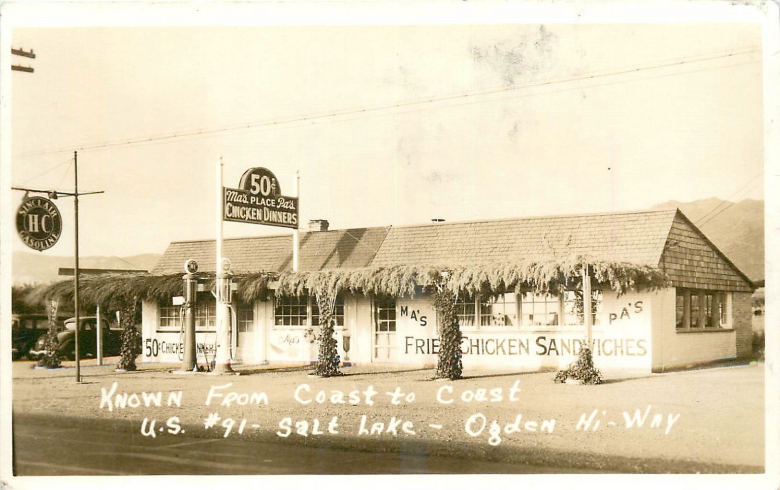 RPPC Ma's Place Fried Chicken Sandwiches US 91 Salt Lake Ogden Hi-Way Utah